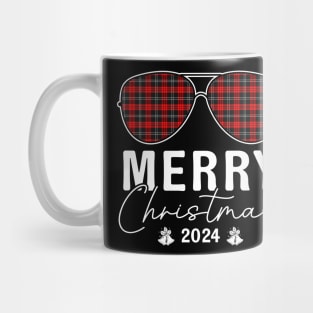 Sunglass Plaid Merry Christmas 2024 For Family Matching Mug